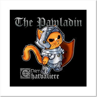 Fantasy cat in full armor and sword + shield : The Pawladin Kitty Posters and Art